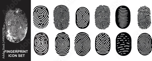 Set fingerprint scanning icon sign. Fingerprints icon set vector isolated. Fingerprints icon set vector isolated