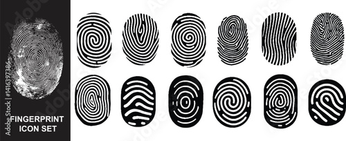 Collection of fingerprint icon set. Biometric icon set vector illustration