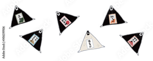 6種類のコンビニおにぎりのベクターイラストセット