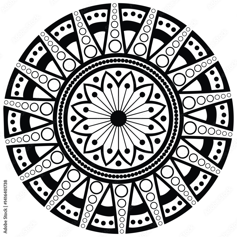 Obraz premium Outline mandala for coloring book. Tattoo design. Traditional motifs. Floral henna or mehndi style mandala design. 