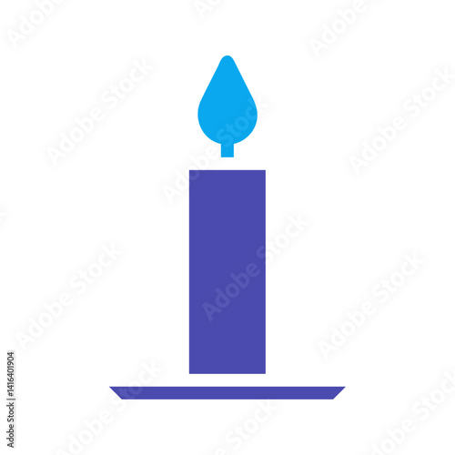 Simple Blue Candle Icon on White Background