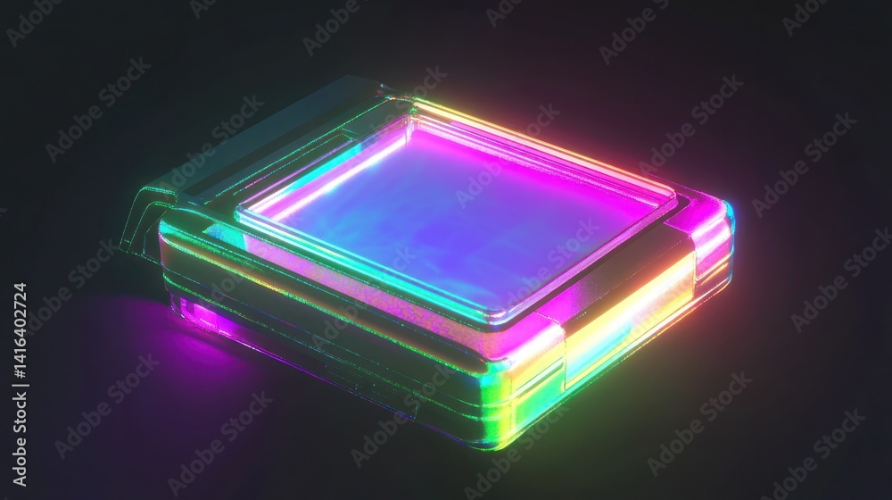 Neon-lit, glowing, transparent object Neon-lit, glowing, transparent object
