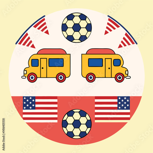 Soccer Tailgate Party – USA Style Vector Illustration for Game Day Celebrations
