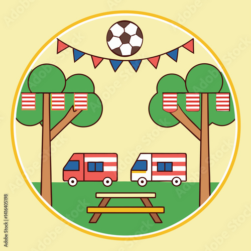Soccer Tailgate Party – USA Style Vector Illustration for Game Day Celebrations
