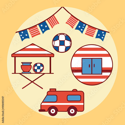 Soccer Tailgate Party – USA Style Vector Illustration for Game Day Celebrations
