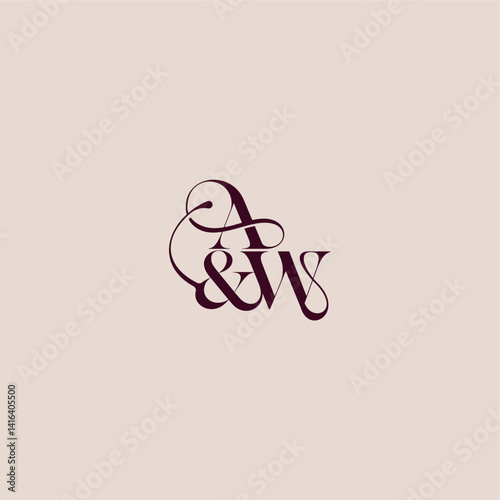 wedding concept monogram elegant and luxury concept AW bold serif initial calligraphy letter