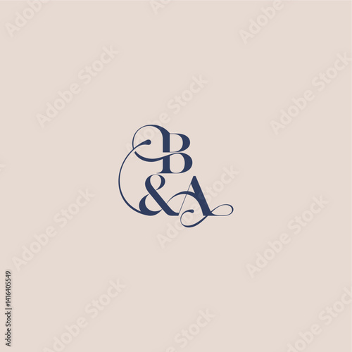 wedding concept monogram elegant and luxury concept BA bold serif initial calligraphy letter