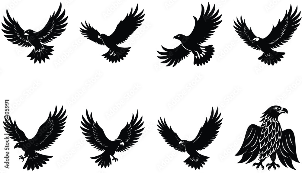 Obraz premium Eagle Vector Silhouetted Bundle Set Collection