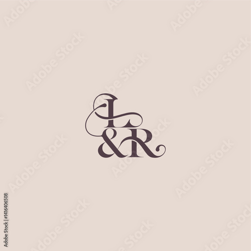 wedding concept monogram elegant and luxury concept LR bold serif initial calligraphy letter