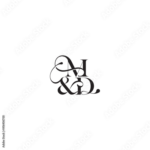 wedding concept monogram elegant and luxury concept MD bold serif initial calligraphy letter