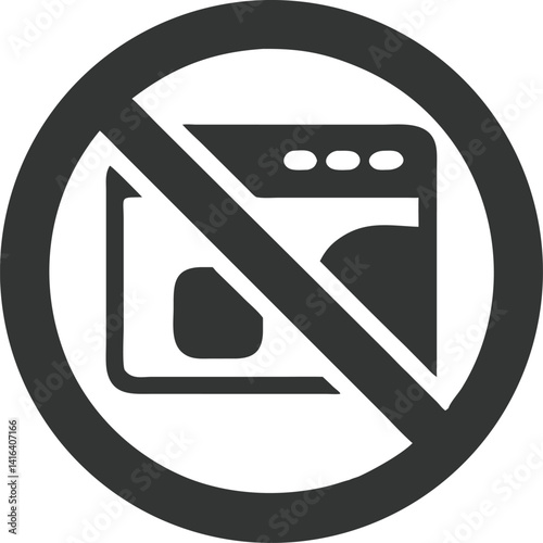 Prohibition Sign on Web Browser Icon with Transparent Background