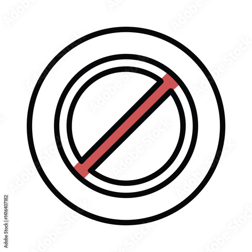 Red Line Through Circle Ring Border, Restriction Icon with Transparent Background