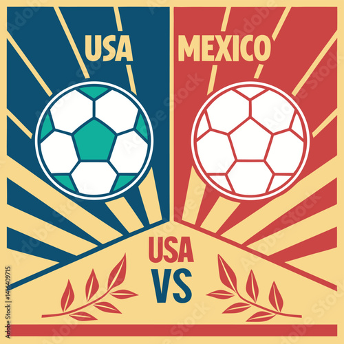 USA vs. Mexico – Iconic Soccer Rivalry Poster Vector Design

