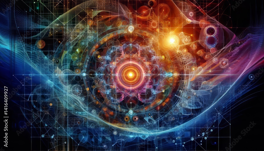 Obraz premium Transient fractal synergy ephemeral wave blueprint