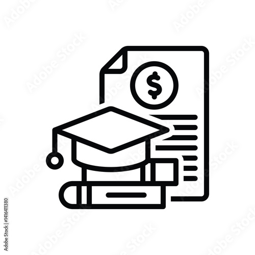 Black line icon for education loan