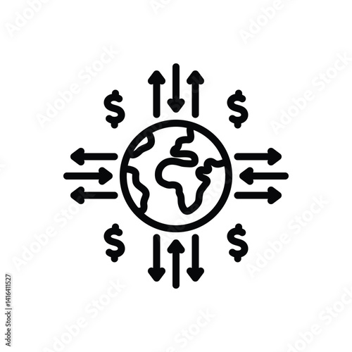 Black line icon for global transfer