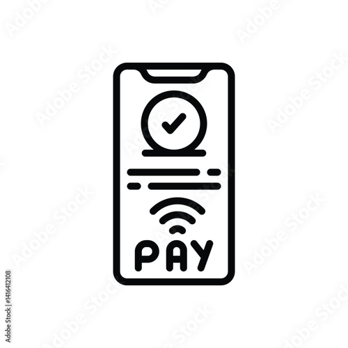Black line icon for mobile payment
