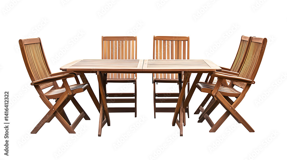 A wooden table with five chairs around it A wooden table with five chairs around it