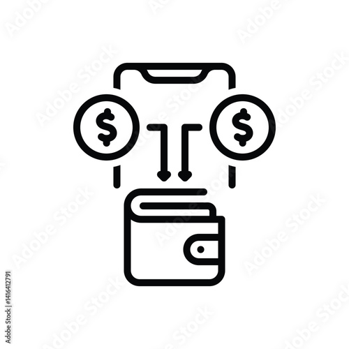 Black line icon for online transaction