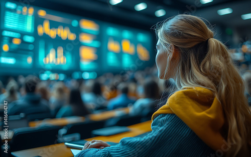Young professionals analyzing stock market data in a modern trading room
