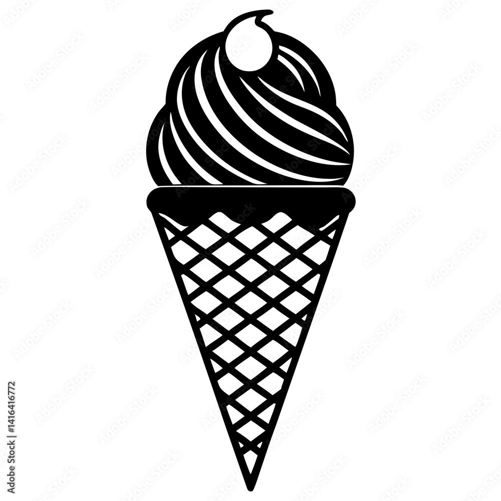 Line art vector silhouette of an ice cream cone Line art vector silhouette of an ice cream cone