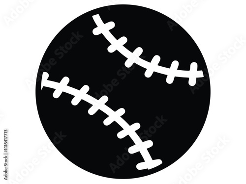 Black Baseball Ball Silhouette, Baseball ball sign, Baseball ball outline vector illustration