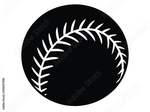 Black Baseball Ball Silhouette, Baseball ball sign, Baseball ball outline vector illustration