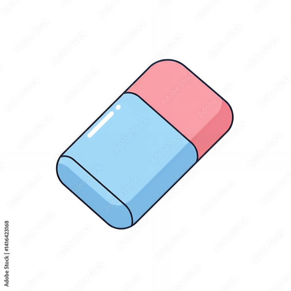 Isolated Eraser Tool with Pink and Blue for Correcting Mistakes