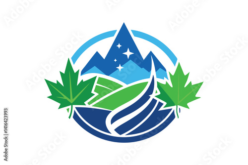 Eco symbol illustration featuring a water drop and a green leaf represents natural growth and environmental awareness