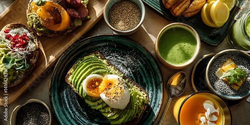 Wallpaper Mural vibrant overhead view of a breakfast table Torontodigital.ca