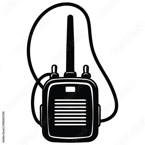 isolated walkie talkie radio headset on white background