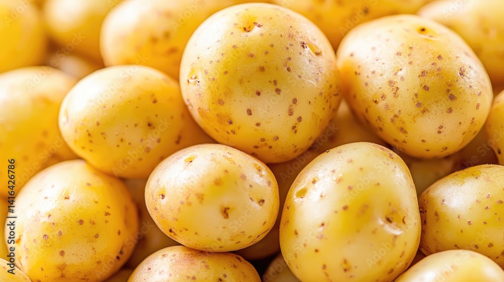 Close-up view of small, pale yellow potatoes Close-up view of small, pale yellow potatoes