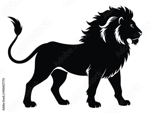 Black stallion silhouette vector illustration of a wild lion