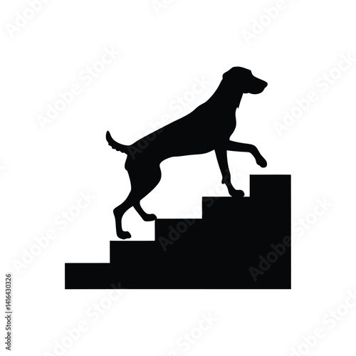 Dog going upstairs silhouette black vector