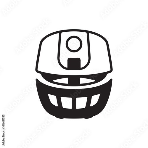 Minimal air fryer silhouette in vector format isolated on a clean white background