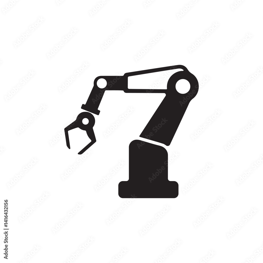 Minimalistic industrial robot silhouette artwork in vector format Minimalistic industrial robot silhouette artwork in vector format