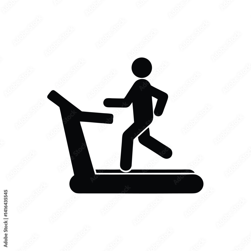 Running Man Silhouette on Treadmill Icon Running Man Silhouette on Treadmill Icon
