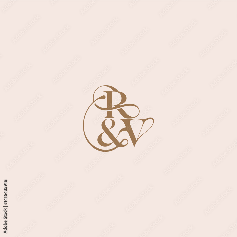 Obraz premium wedding concept monogram elegant and luxury concept RV bold serif initial calligraphy letter
