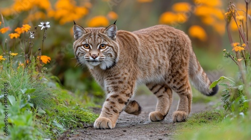 Wallpaper Mural Captivating portrait showcasing a bobcat amidst wildflowers in spring a scene of wild beauty feline elegance and colorful blooms nature's artistry wildlife photography Torontodigital.ca