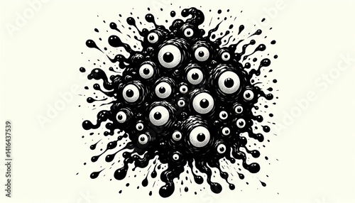 Ink Blob Monster – A shifting inky creature with multiple blin