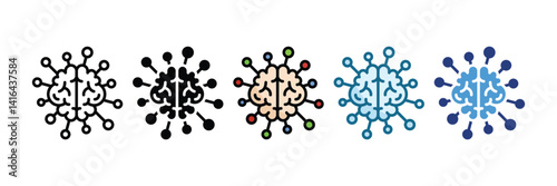Artificial Intelligence Icon Set Multiple Style Collection