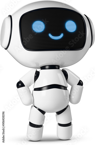 Cute robot in hero pose
