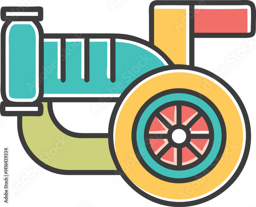 Bright Colorful Simple Cartoon Icon of an OldFashioned Cannon with Transparent Background