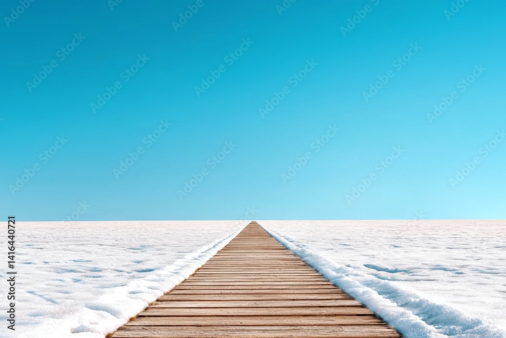 Fototapeta premium A straight road leading towards a horizon, representing reliability and clear connection, serene neutral background