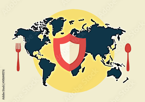 World Food Safety Day vector collection with chef hygiene, food inspector, safe badge, global awareness, clean utensils, handwashing, contaminated vs clean food comparison in solid color flat design
