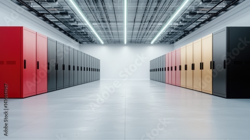 Plakat Modern data center server racks network technology clean digital infrastructure