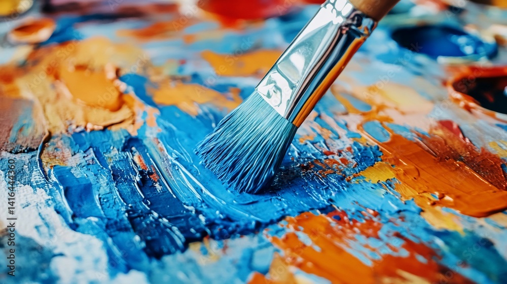Obraz premium Artistic brushstroke texture created with a vivid paint palette close up