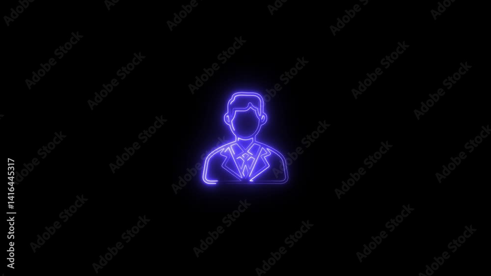 Neon glowing user icon animation. neon profile icon, Glowing neon people or person icon animationavatar businessman outline icon in blue neon style. Signs and symbols Neon glowing user icon animation. neon profile icon, Glowing neon people or person icon animationavatar businessman outline icon in blue neon style. Signs and symbols