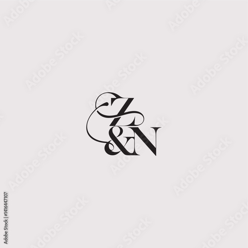 ZN letter elegant and luxury concept bold serif initial calligraphy wedding concept monogram