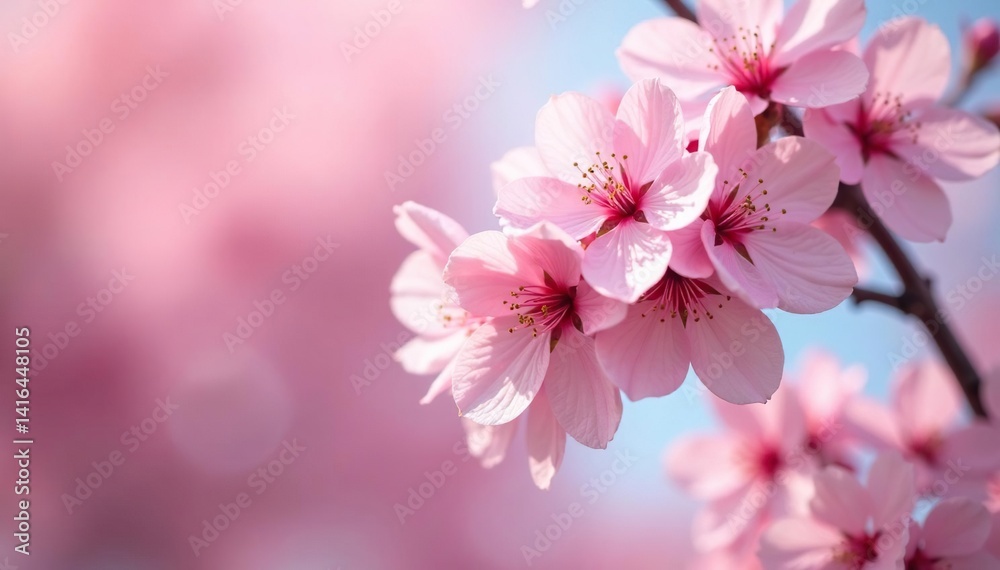 Delicate pink sakura blossoms, full bloom, repeating pattern , cherry tree, spring Delicate pink sakura blossoms, full bloom, repeating pattern , cherry tree, spring